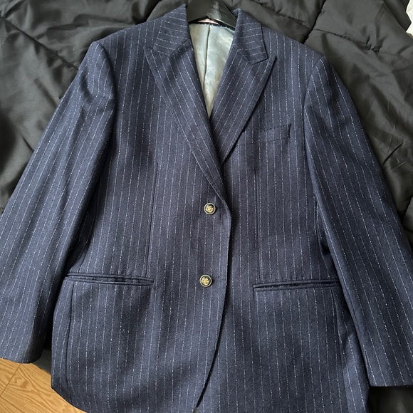 100% Italian Wool Navy Pinstripe Men's Blazer